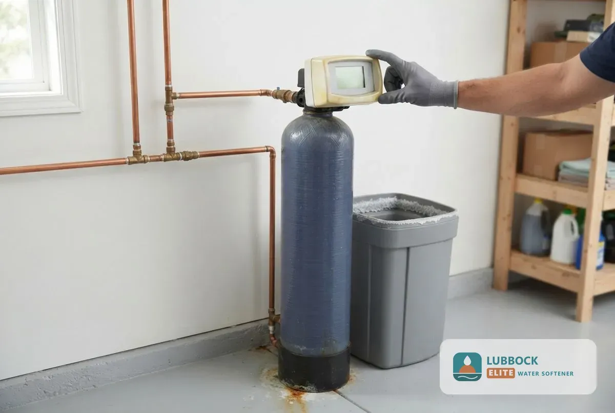 Aging water softener Lubbock TX tank and control head inspection