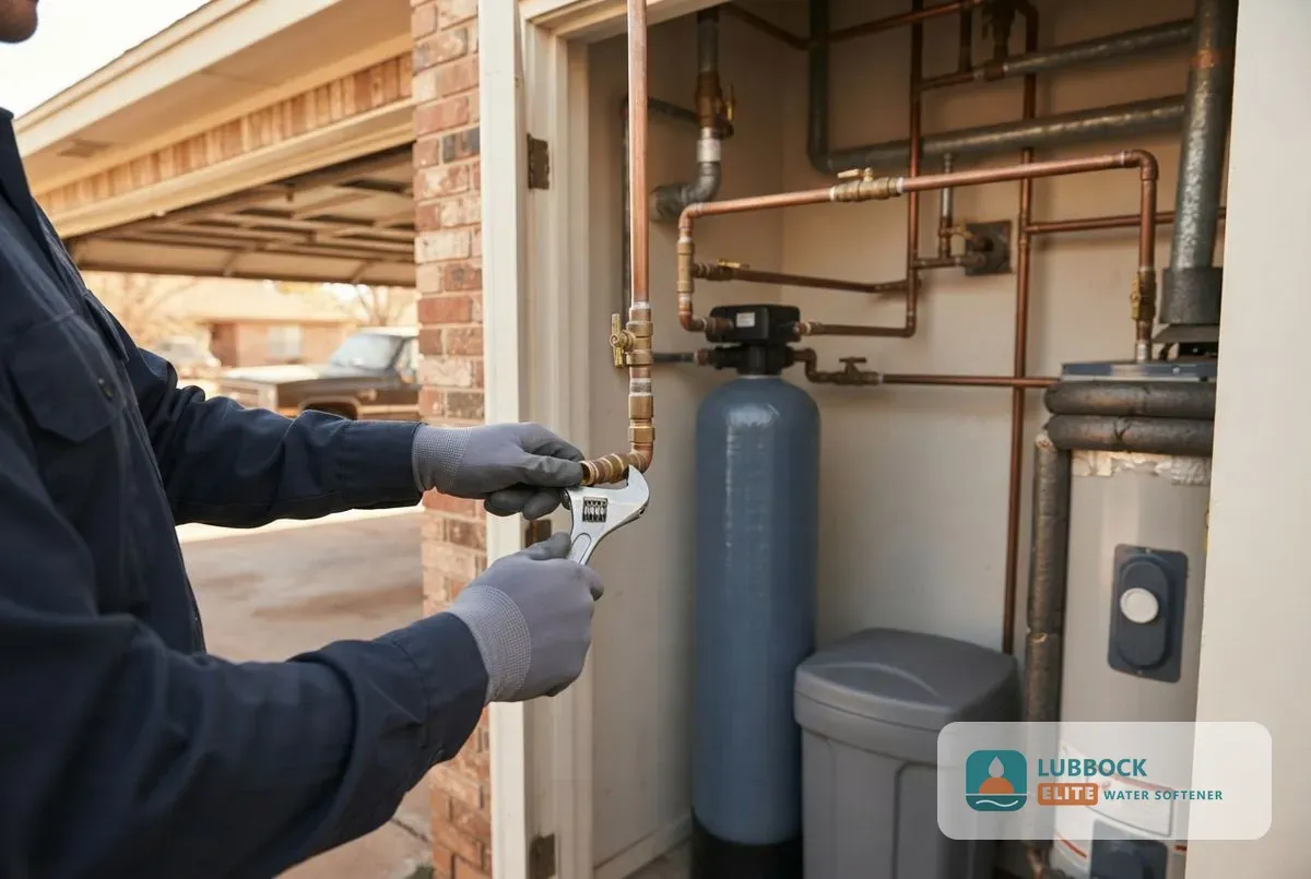 Water softener Tech Terrace TX older home utility room installation